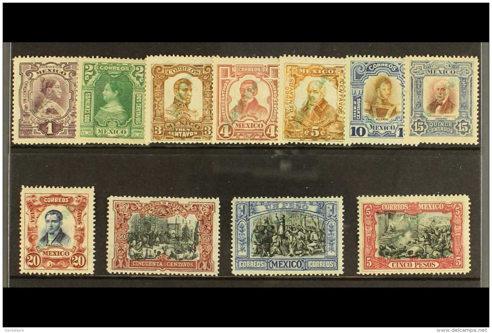 1910 Independence Centenary Complete Set (Scott 310/20, SG 282/92) Overprinted "MUESTRA", Fine Mint, The 50c With... - Messico
