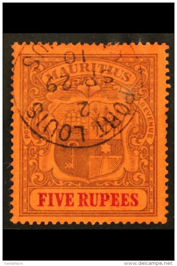 1900-05 5r Purple &amp; Carmine/red, SG 155, Fine Used With Light "Port Louis" Cds. Lovely For More Images, Please... - Mauritius (...-1967)