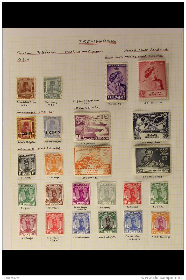 TRENGGANU 1937-52 VERY FINE MINT KGVI COLLECTION On Album Pages. Virtually Complete &amp; Includes 1938 Sultan... - Other & Unclassified