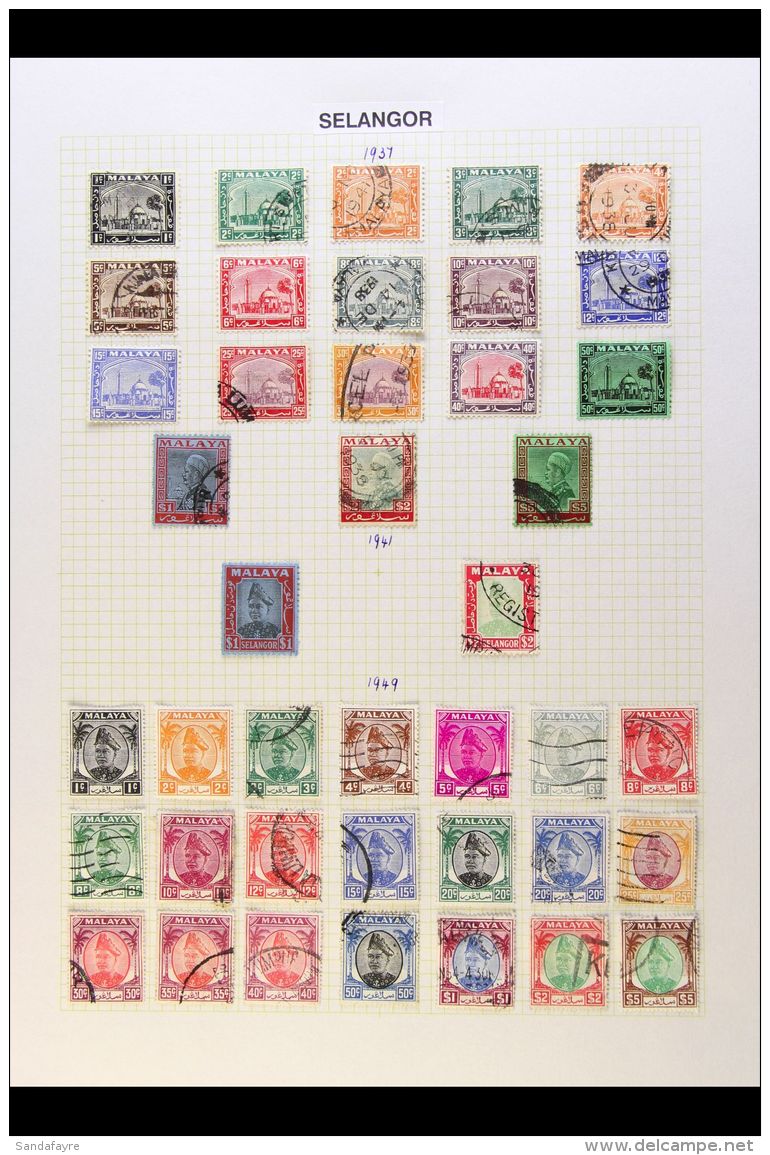SELANGOR 1935-1955 Fine Used Or Fresh Mint COMPLETE RUN (SG 68/114). Lovely! (47 Stamps) For More Images, Please... - Other & Unclassified