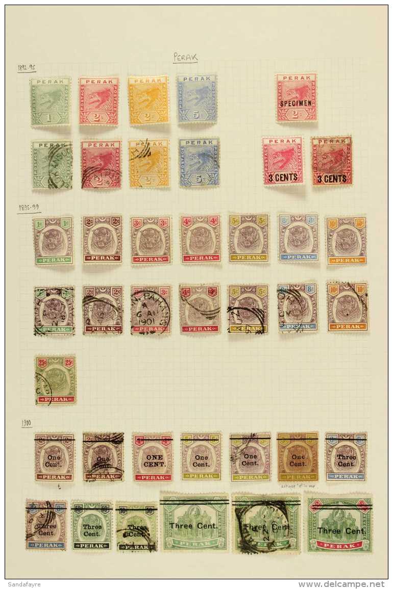 PERAK 1892-1900 OLD TIME COLLECTION On An Album Page. Includes 1892-95 Mint And Used Sets, Plus 2c With Specimen... - Other & Unclassified