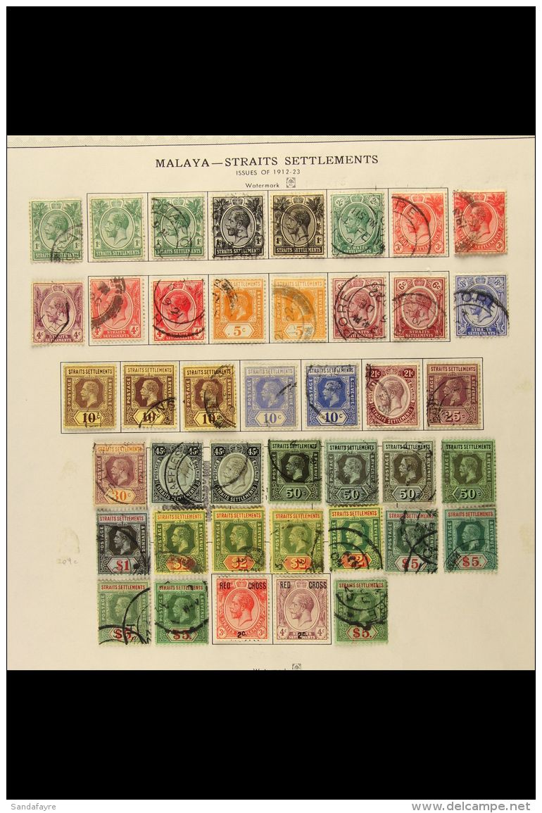 1912-35 KGV USED COLLECTION On Imperial Printed Pages. We See An Extensive Range With Much Shade Interest, Inc... - Straits Settlements