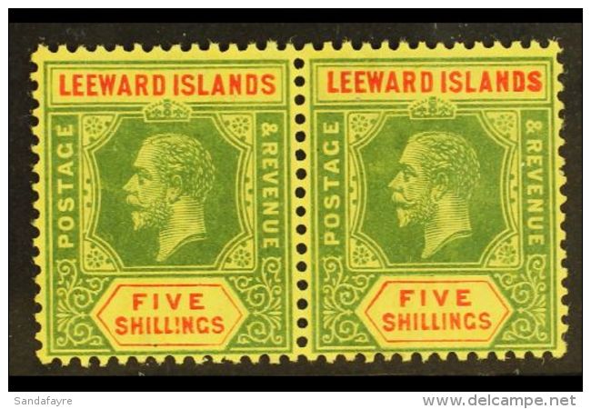 1914 5s Green And Red / Yellow, SG 57, Never Hinged Mint PAIR. For More Images, Please Visit... - Leeward  Islands
