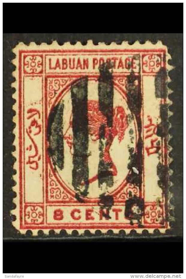 1880-82 8c Carmine Wmk Reversed With ENTIRE DESIGN SLIGHTLY DOUBLED, SG 7 Variety, Good Used. For More Images,... - North Borneo (...-1963)