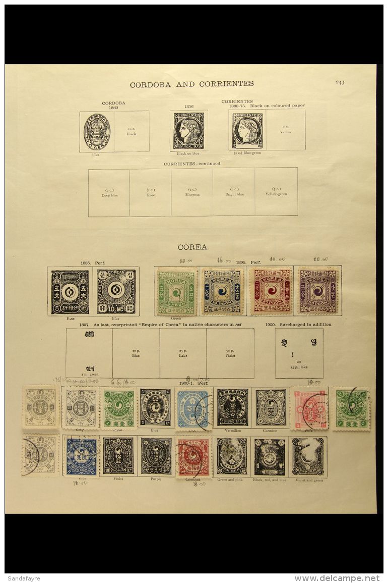 1895-1903 OLD COLLECTION On A Two-sided Page, Mint Or Used, Inc 1895 Set Mint (thins), 1900-01 To 20ch Used, 1903... - Korea (...-1945)