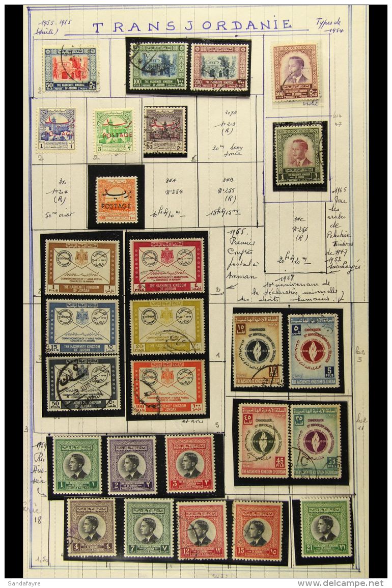 1946-1974 ALL DIFFERENT COLLECTION On Pages, Fresh Mint (some Never Hinged) Or Fine Used Stamps, Inc 1952 Surchs... - Jordan