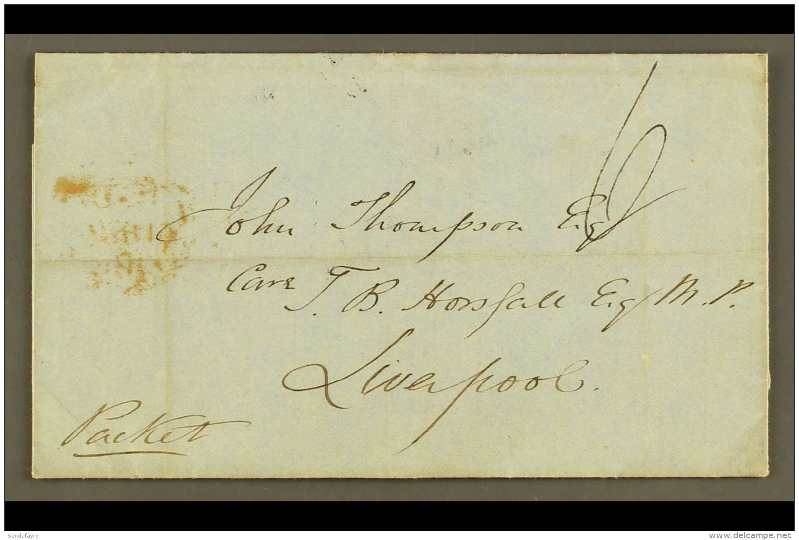 1854 (August) Stampless Cover To Liverpool With Manuscript "6"; On Reverse Fine "ST ANNS BAY" Cds, Plus Kingston... - Jamaïque (...-1961)