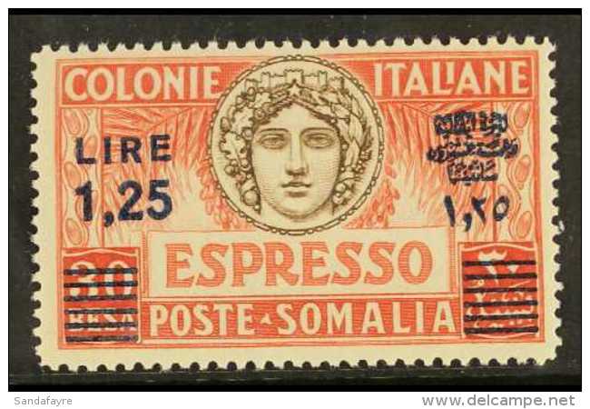 SOMALIA 1940 1L25 On 30b Express Stamp, Perf 14, Sass 8, Superb Never Hinged Mint. Cat &euro;900 (&pound;760) For... - Other & Unclassified