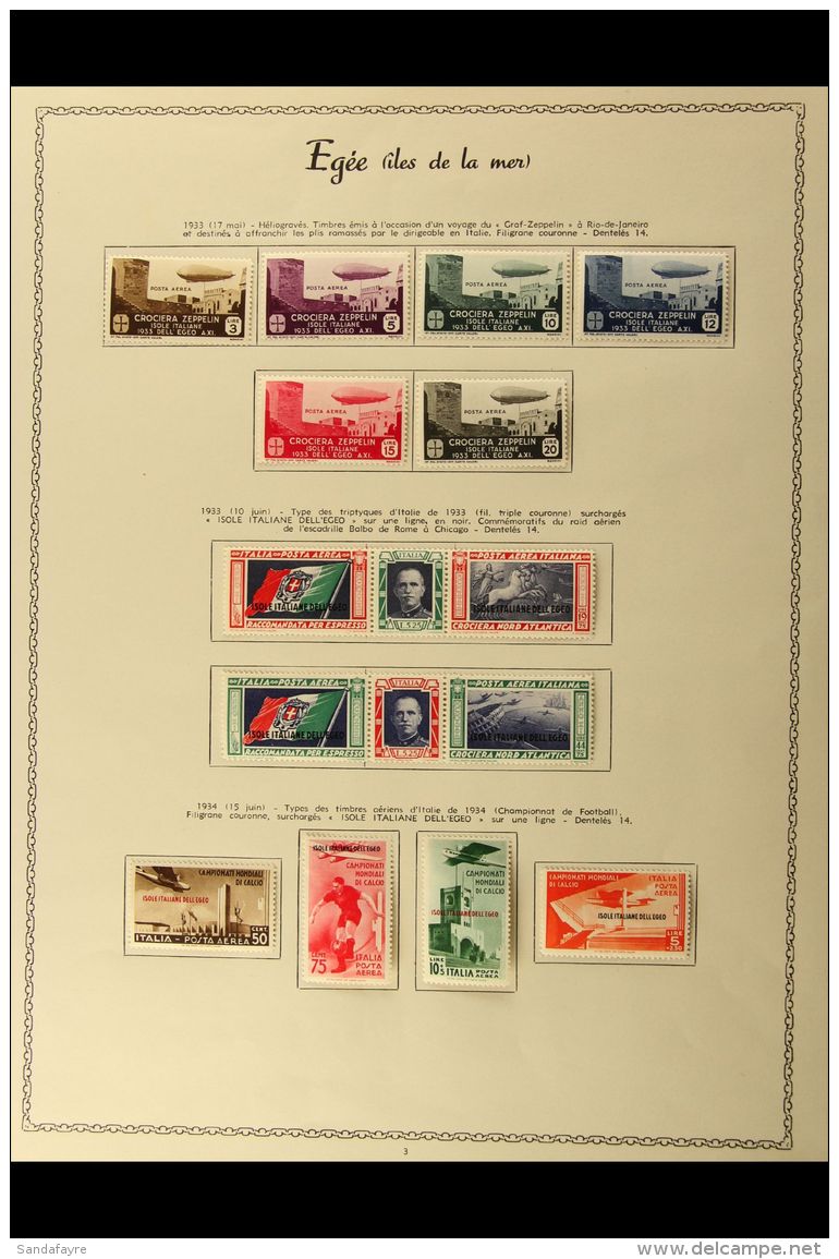 DODECANESE ISLANDS (EGEO) 1930-40 COMPLETE FINE MINT AIR POST STAMPS COLLECTION On Printed Album Pages With Map... - Other & Unclassified