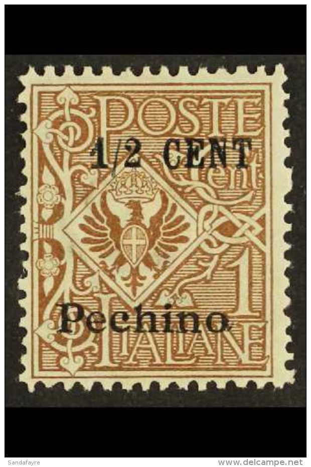 CHINA PEKING 1918-19 &frac12;c On 1c  Brown, Overpinted In Turin, Sassone 19, SG 19, Better Centring Than Usual... - Other & Unclassified