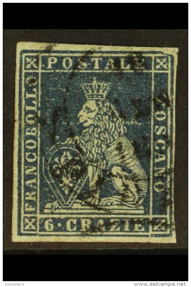 TUSCANY 1851 6cr Slate On Grey, Sass 7, Very Fine Used With Good Colour And Clear Margins All Round. Cat &euro;400... - Non Classificati
