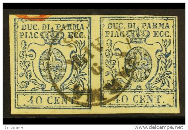 PARMA 1857 40c Blue, Type I, Sass 11, Very Fine Used Horizontal Pair, With Clear To Large Margins All Round And... - Unclassified