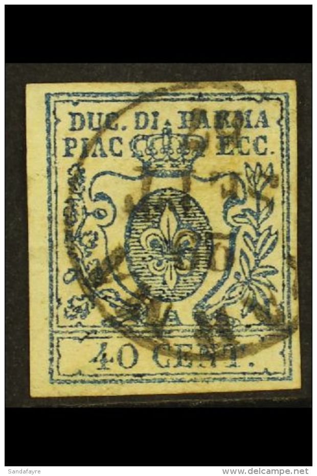 PARMA 1857 40c Blue, Sass 11, Very Fine Used With Large Margins And Neat Parma Cds Cancel. Cat &euro;900... - Unclassified