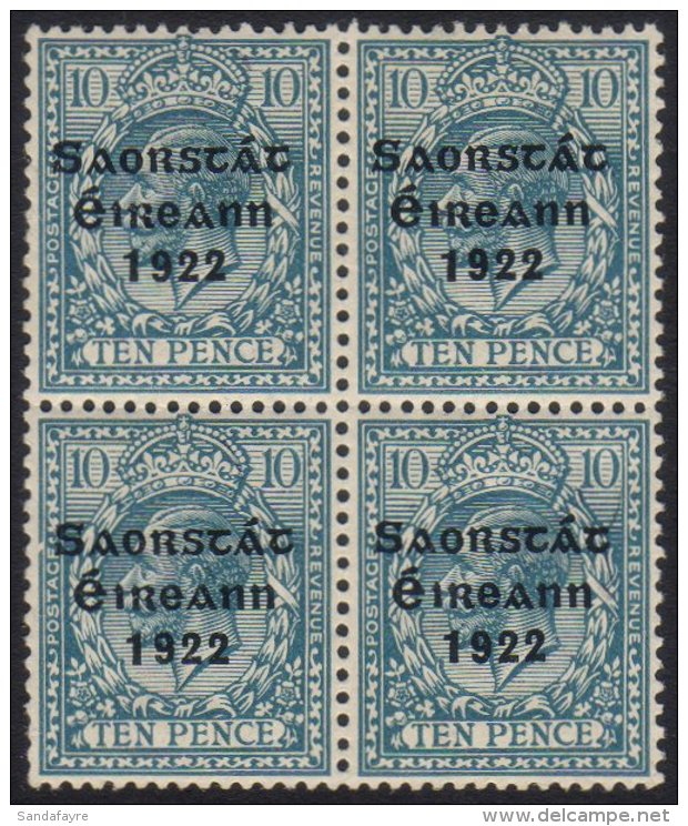 1922-23 BROKEN FRAME LINE 10d Turquoise Blue SG 62, Fine Mint Block Of Four With Lower Left Stamp Showing Broken... - Other & Unclassified