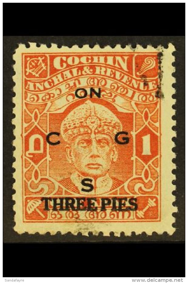 COCHIN - OFFICIALS 3p On 1a Brown - Orange, Perf 11, Rama Varma III, SG O67b, Very Fine Used. For More Images,... - Other & Unclassified