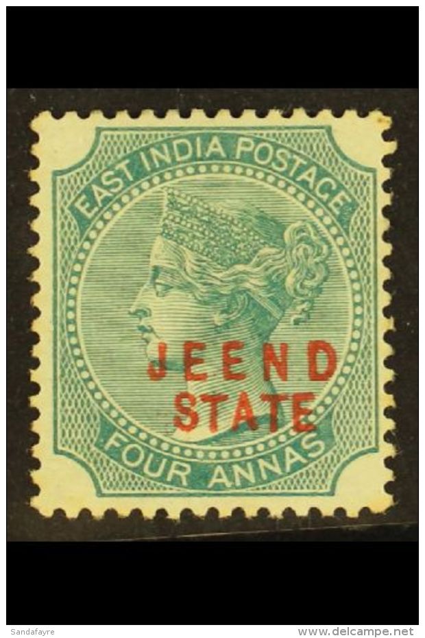 JIND 1885 4a Green "JEEND" Overprint, SG 10, Fine Mint For More Images, Please Visit... - Other & Unclassified