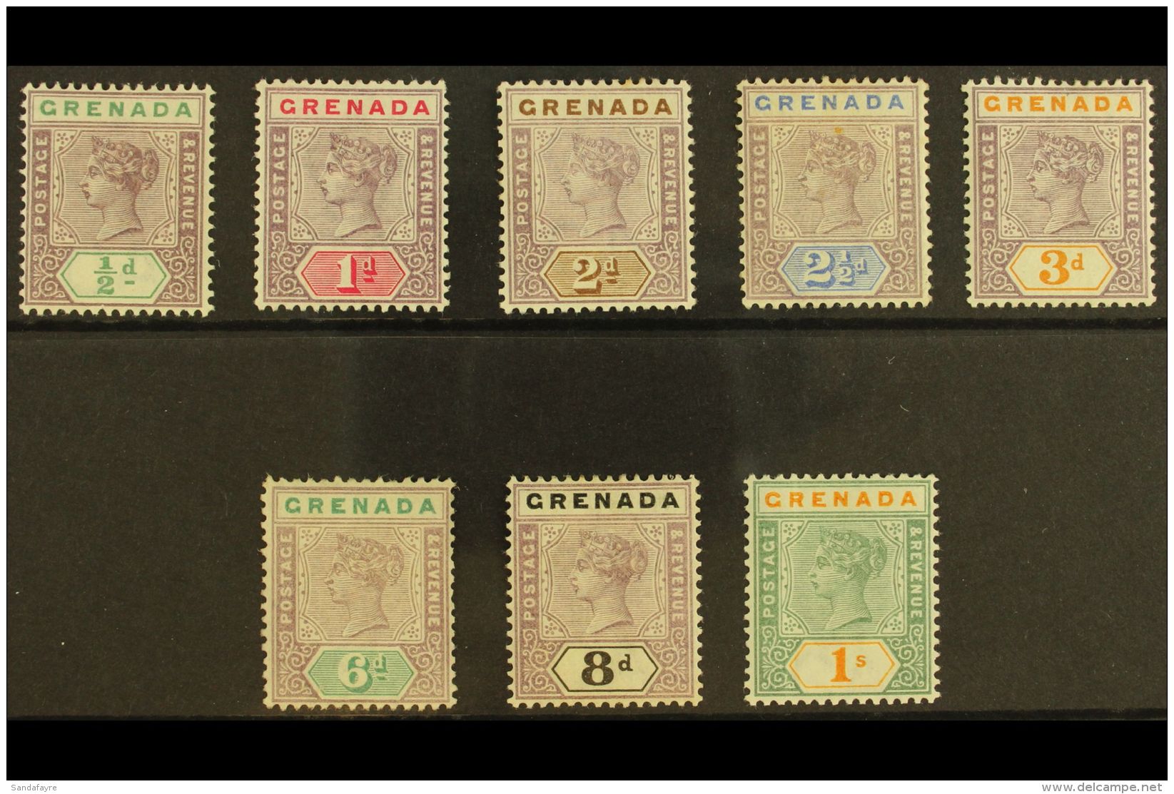 1895 Queen Victoria Set Complete, SG 48/55, Fine And Fresh Mint. (8 Stamps) For More Images, Please Visit... - Grenada (...-1974)