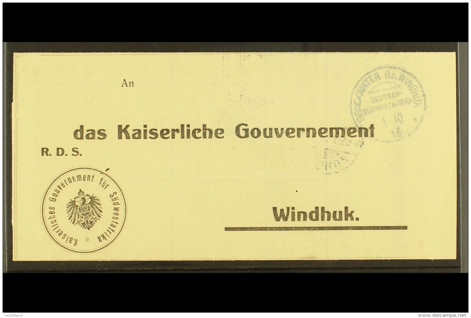 SOUTH WEST AFRICA 1913 (1 Oct) Stampless Printed Official Meteorological Chart Addressed To Windhuk, Bearing... - Altri & Non Classificati