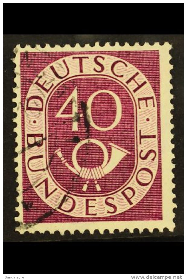 1951-52 RARE VARIETY. 40pf Purple Posthorn 'Zusatzliche Schraffe Vor Dem "S" Von "Post"' PLATE FLAW (position 34),... - Other & Unclassified