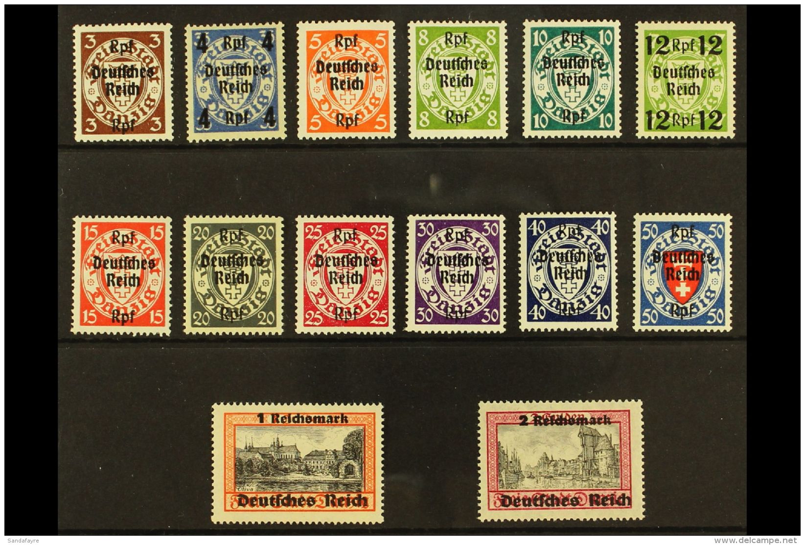 1939 "Deutsches Reich" Overprints On Danzig Complete Set (Michel 716/29, SG 704/17), Fine Never Hinged Mint,... - Other & Unclassified