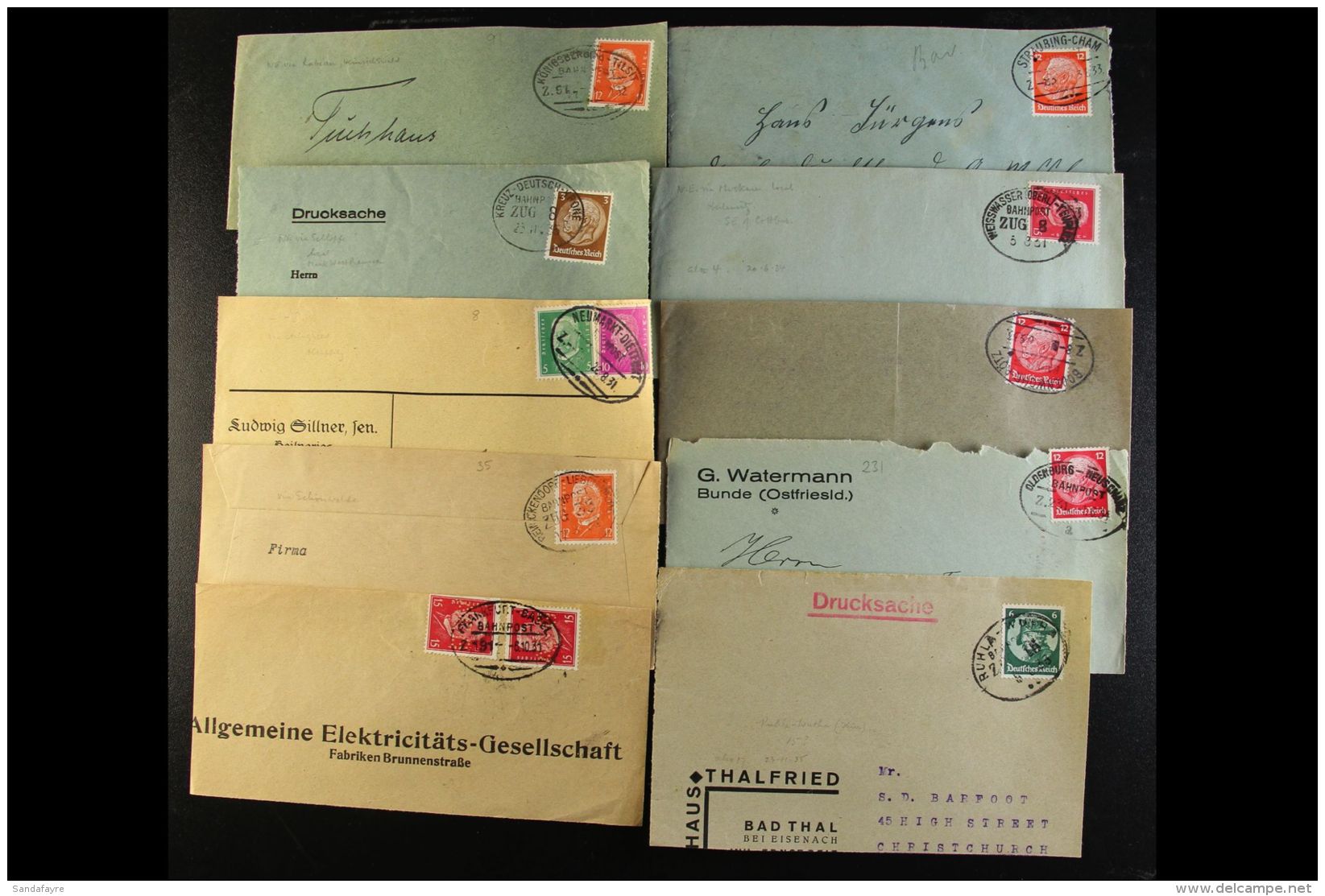 1930's RAILWAY TRAVELLING POST OFFICES POSTMARKS. An Interesting Holding Of Part Covers &amp; Cover Fronts Bearing... - Other & Unclassified