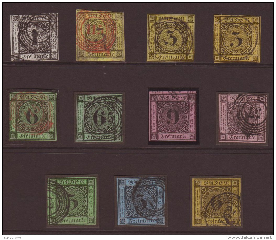 BADEN 1851-58 IMPERF COLLECTION On A Stockcard. Includes A Pretty Range,  Mostly With 4 Margins, Inc 1851-52 3k... - Other & Unclassified