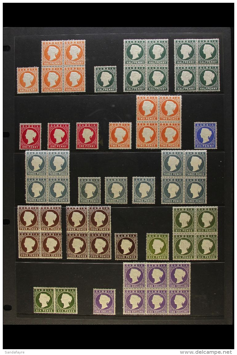 1880-93 INTERESTING QV MINT &amp; NHM SELECTION Includes 1880-81 Upright CC Watermark &frac12;d Single &amp; Block... - Gambia (...-1964)