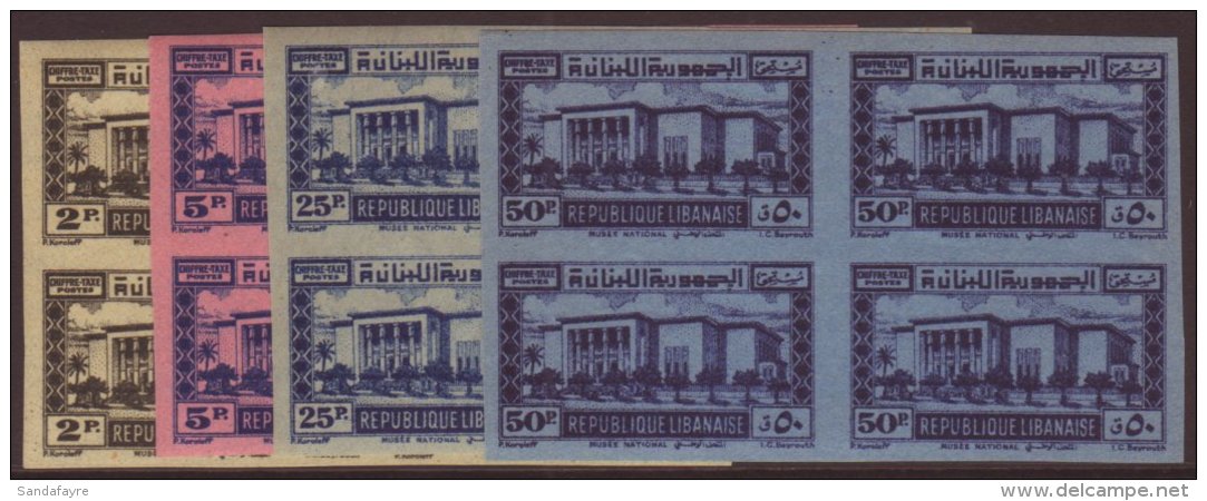 GRAND LIBAN 1945 Postage Due Set, Yvert 37/40 In Fine NHM IMPERF Blocks Of Four. (16 Stamps) For More Images,... - Other & Unclassified