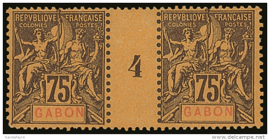GABON 1904 75c Brown On Orange (Yvert 29, Maury 27), MILLESIMES PAIR, Very Fine Mint. For More Images, Please... - Other & Unclassified