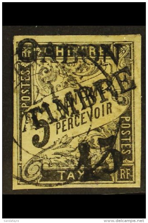 GABON 1889 "15" On 5c Black "Gabon Timbre" Overprint On Postage Due (Yvert 11, SG 11), Used, Tiny Thin, Four... - Other & Unclassified