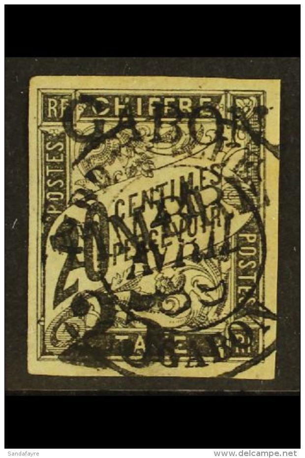 GABON 1889 "25" On 20c Black "Gabon Timbre" Overprint On Postage Due (Yvert 13, SG 13), Fine Used, Four Large... - Other & Unclassified