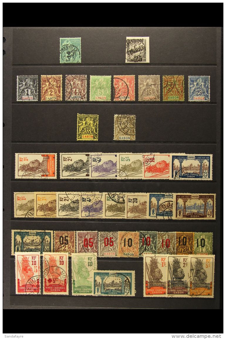 GABON 1888-1985 ALL DIFFERENT USED COLLECTION Presented On Stock Pages. Includes 1888-89 25c On 5c, 1889 25c On... - Other & Unclassified