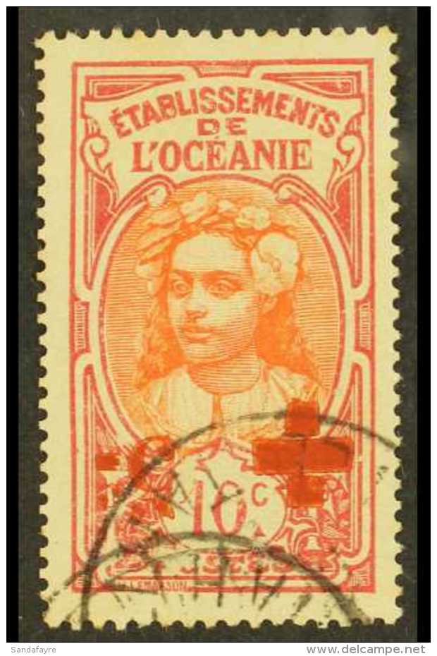 FRENCH OCEANIC SETTLEMENTS 1915 +5c On 10c Red Cross Surcharge, Variety Surcharge Inverted", Yv 41a, Very Fine... - Altri & Non Classificati