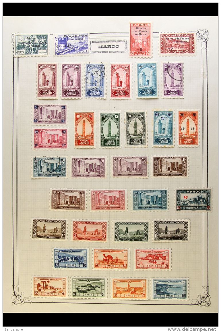FRENCH MOROCCO 1891-1942 COLLECTION On Leaves, Mint Or Used All Different Stamps, Inc 1911-17 Set Mostly Used,... - Other & Unclassified