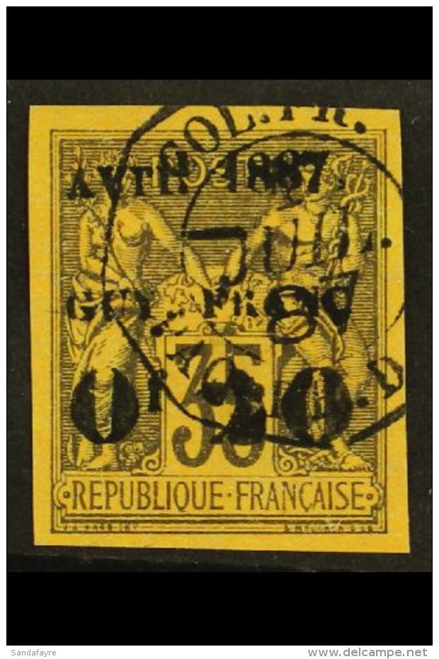 FRENCH GUYANA 1887 0fr20 On 35c Imperf, Yv 4, Superb Used With Large Margina All Round And Lovely Almost Complete... - Other & Unclassified