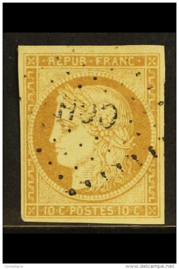 COCHIN CHINA 1871 10c Bistre, Ceres, Yv 11, Very Fine Used With Dotted Lozenge "CCH" Cancel. For More Images,... - Other & Unclassified