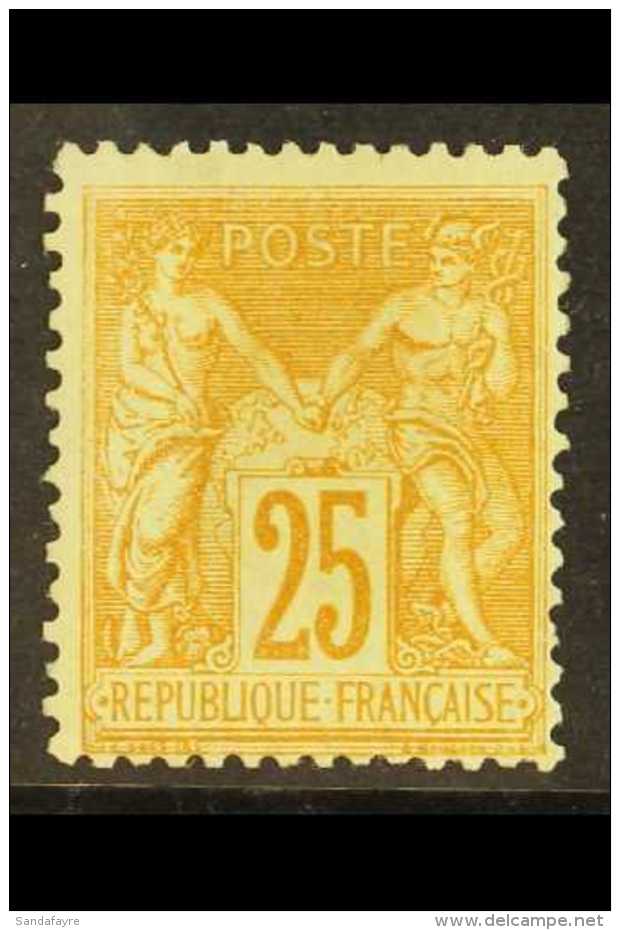 1879 25c Bistre On Yellow "Sage", Yv 92, VfM. Cat &euro;550 (&pound;410) For More Images, Please Visit... - Other & Unclassified