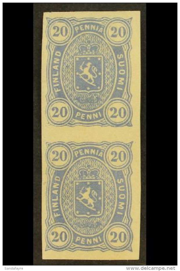 1875-81 20p Pale Ultramarine, Arms,  (as Mi 16, SG 75) An IMPERF Vertical Pair, Very Fine Mint With Original Gum... - Other & Unclassified