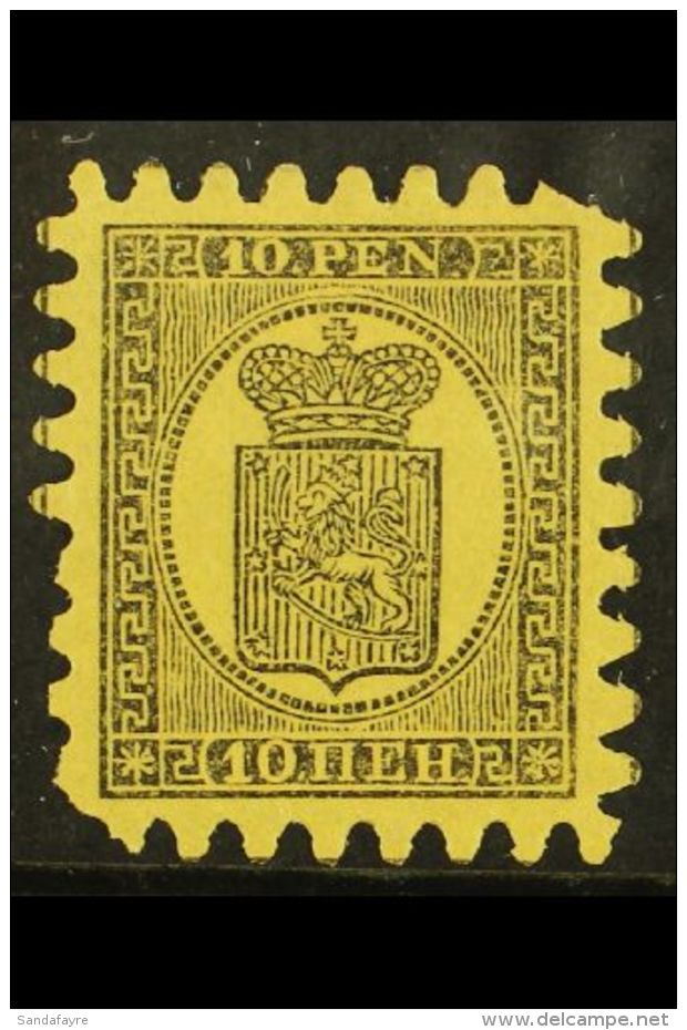1871 10p Black/yellow, Wove Paper, Type II Serpentine Roulette, SG 58, Mint, Part OG With 2 Blunt Corners For More... - Other & Unclassified