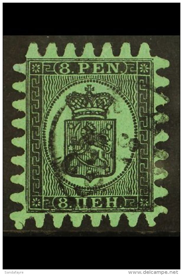 1866-67 8p Black/green Wove Paper, Type II Serpentine Roulette, SG 45, Very Fine Used For More Images, Please... - Other & Unclassified