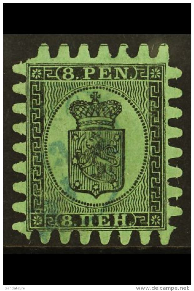 1866-67 8p Black/blue Green, Wove Paper, Type II Serpentine Roulette, SG 45, Very Fine Used For More Images,... - Other & Unclassified