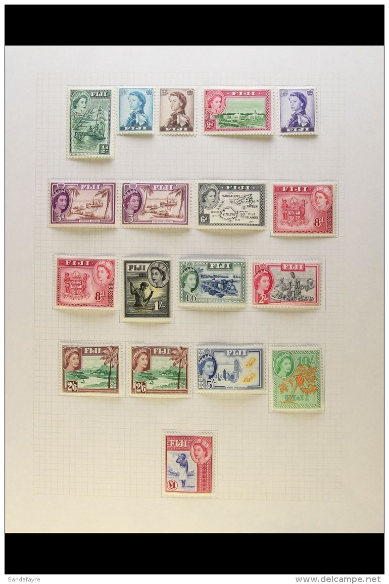 1953-1974 COMPLETE SUPERB MINT COLLECTION On Leaves, All Different, Some Stamps Are Never Hinged, Inc 1955-63 Set... - Fiji (...-1970)