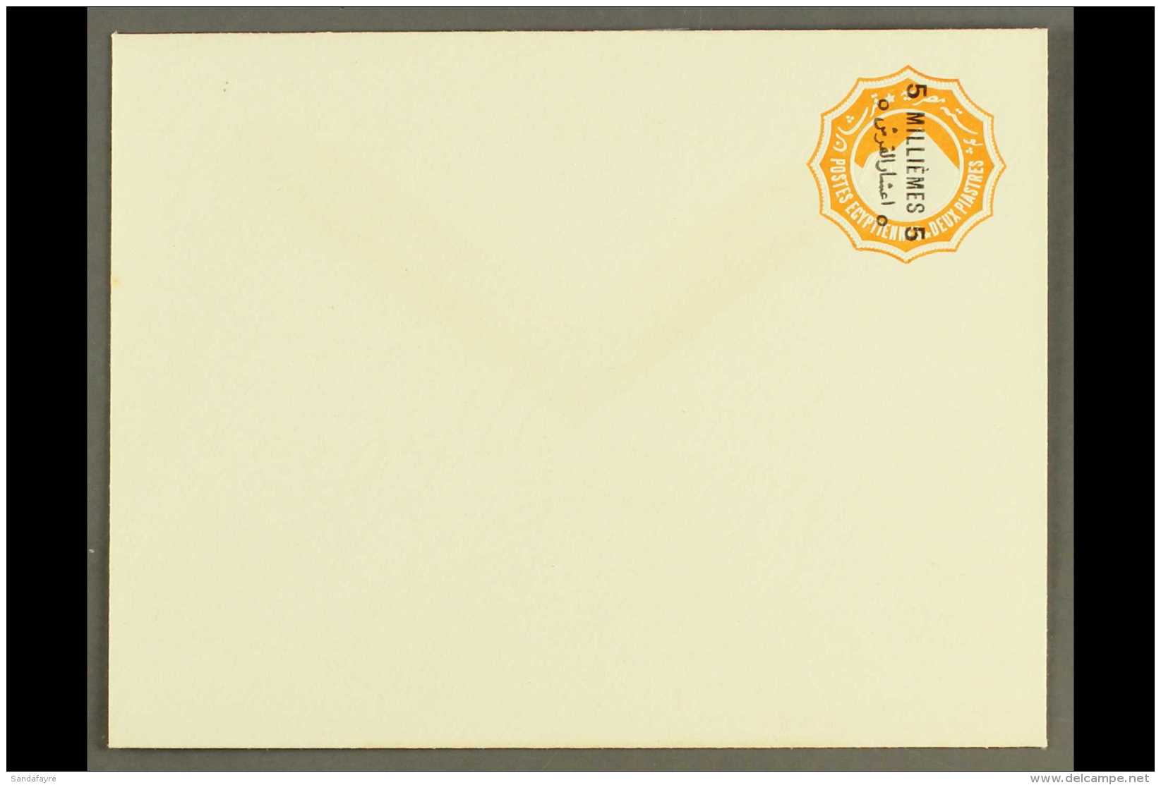 POSTAL STATIONERY 1892 5m On 2pi Orange Envelope With 24-24.5mm VERTICAL SURCHARGE Reading Downwards (rotated... - Other & Unclassified