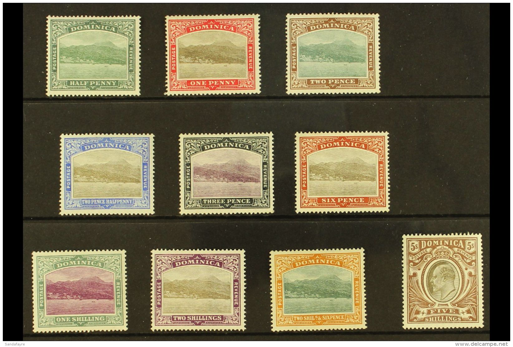 1903-07 "Roseau From The Sea" Pictorial Set, SG 27/36, (5s Some Light Gum Toning) Most Are Fine Mint (10 Stamps)... - Dominica (...-1978)