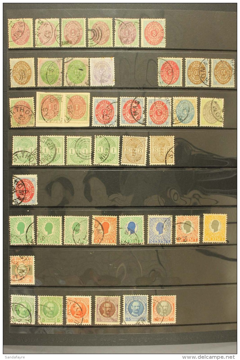 1873-1908 An Attractive Used Range With 1873-1902 Perf 14 X 13&frac12; 1c (5), 3c (2), 10c (3, Two Inverted... - Danish West Indies