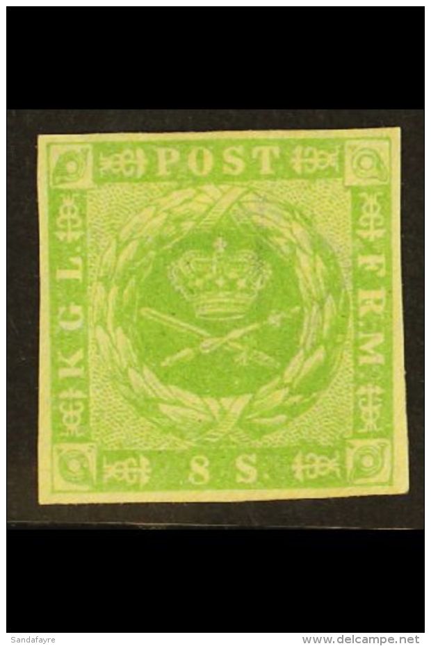 1854-57 8s Yellow-green Dotted Spandrels (SG 12, Michel 5, Facit 5a), Fine Mint, Four Good Margins, Light Gum... - Other & Unclassified