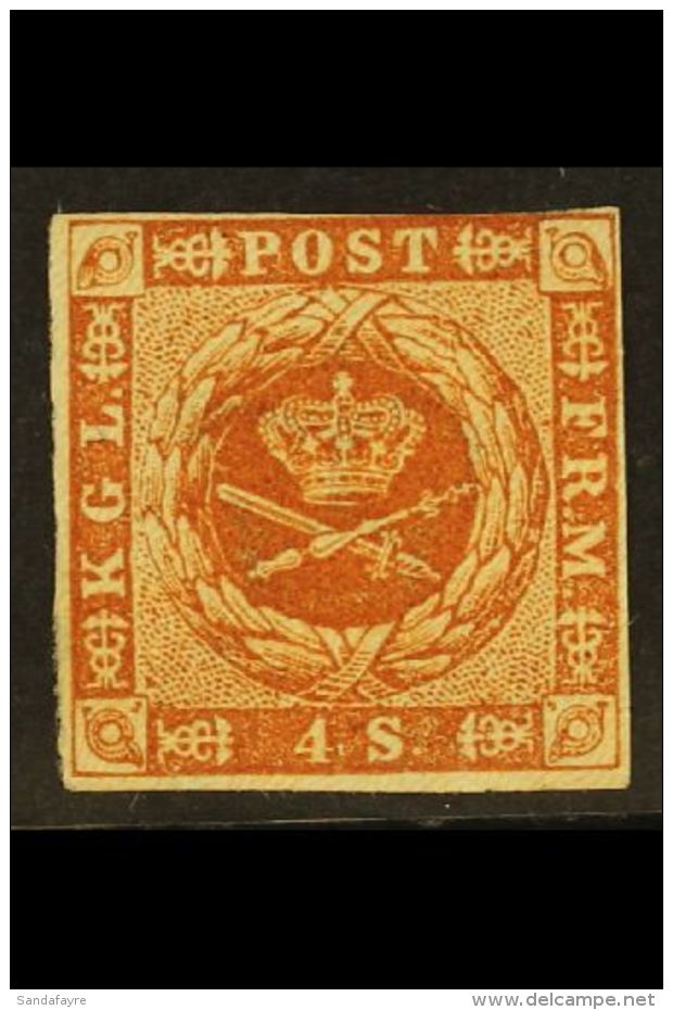 1854-57 4s Orange-brown Type III Dotted Spandrels (SG 11, Michel 4, Facit 4f), Mint With Traces Of Gum, 3+ Margins... - Altri & Non Classificati