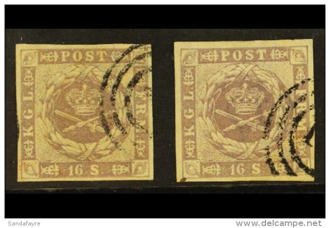 1854-57 16s Grey-lilac Dotted Spandrels (SG 13, Michel 6, Facit 6), Two Fine Used Examples With Different Shades,... - Altri & Non Classificati