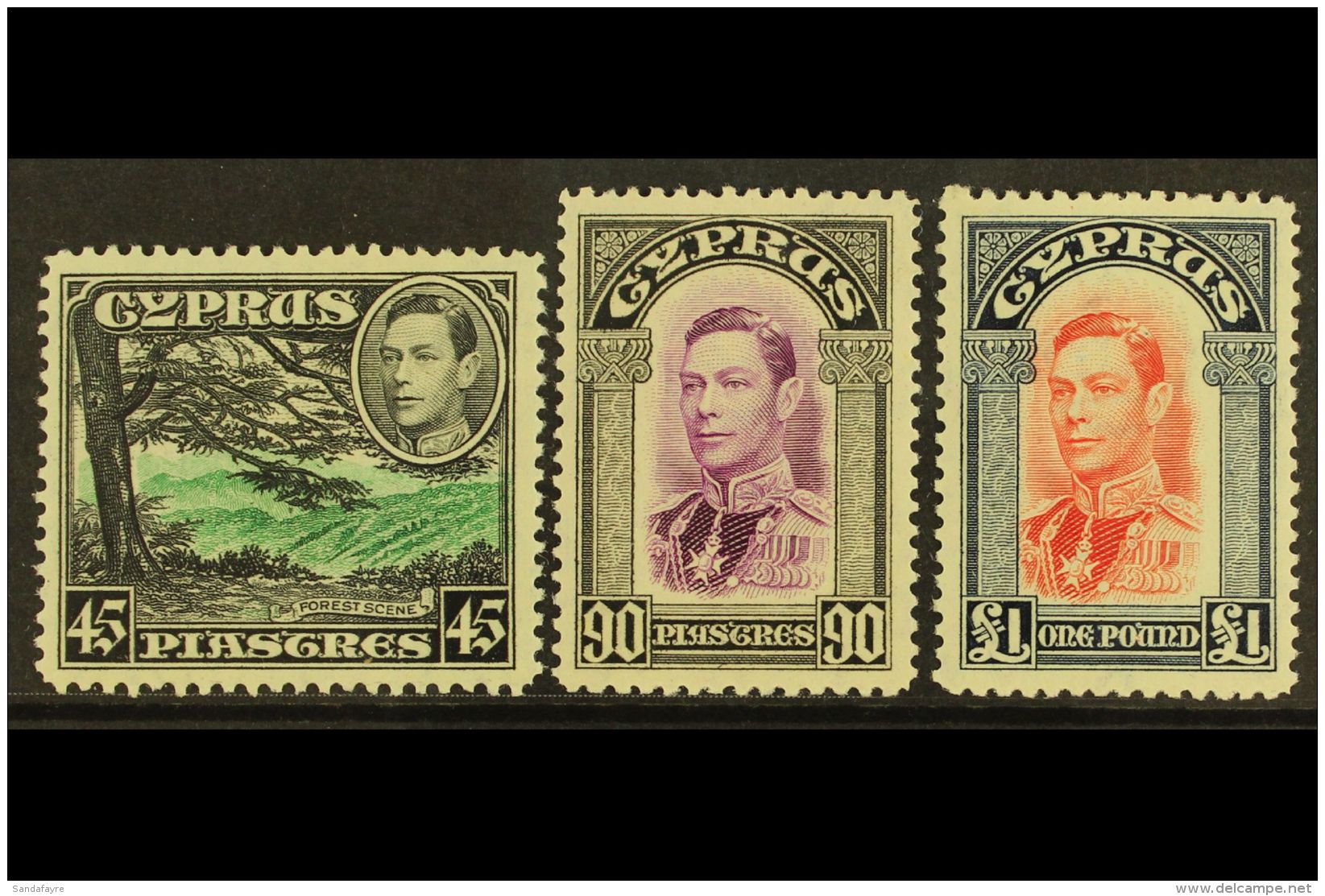 1938 KGVI Definitive Top Values, 45pi, 90pi And &pound;1 (SG 161/63), Very Fine Never Hinged Mint. (3 Stamps) For... - Other & Unclassified