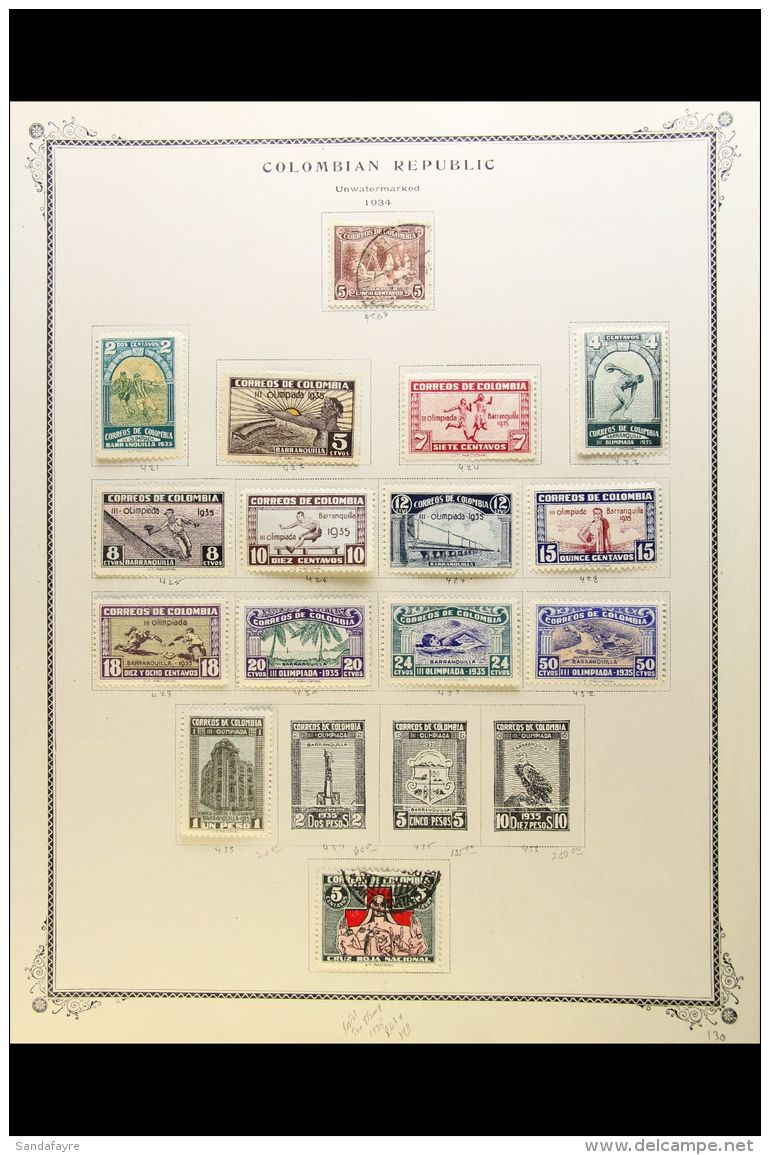 1910-1960 COLLECTION On Pages, Mint &amp; Used Mostly ALL DIFFERENT Stamps, Inc 1910 Centenary Set To 1p Used,... - Colombia